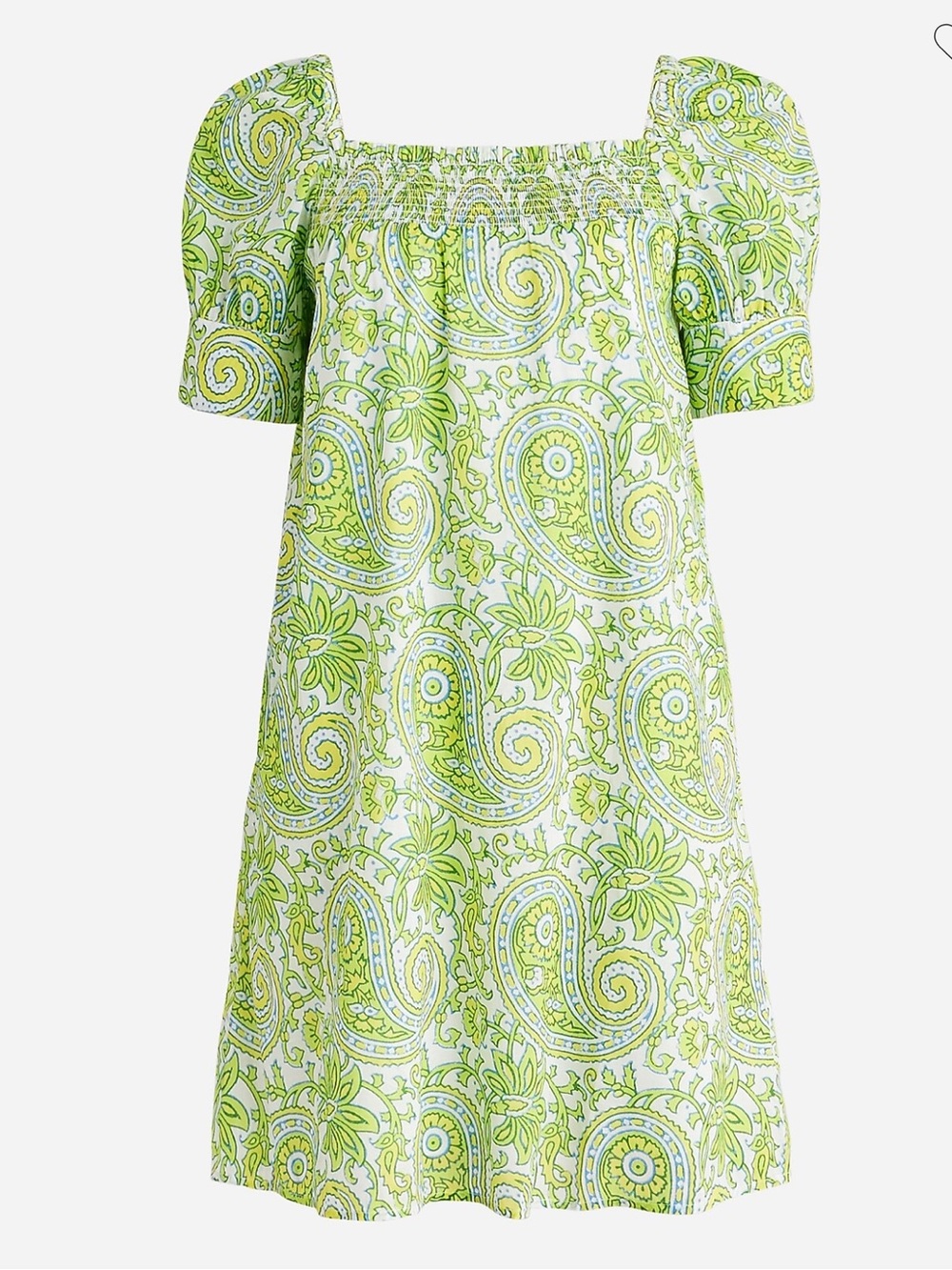 SZ Blockprints X J.Crew squareneck puff-sleeve mini dress in citrus paisley